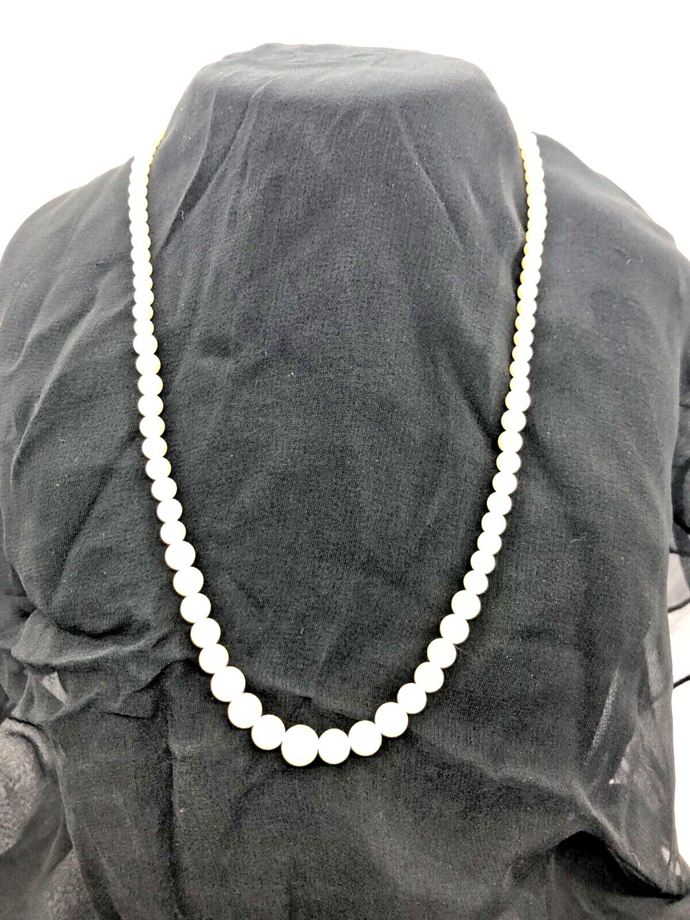 Vintage Napier 18" Strand White Graduated Faux Pearls Gold Tone Clasp